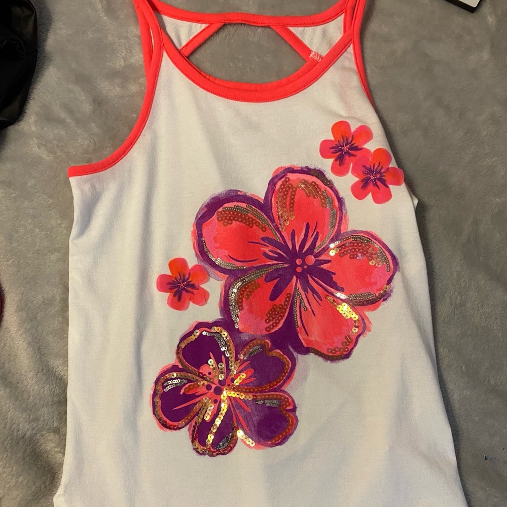 Flower, neon bright shirt for girls